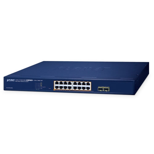 GS-2210-16P2S 16-Port 10/100/1000T 802.3at PoE + 2-Port 1000X SFP Web Smart Ethernet Switch