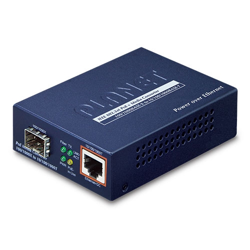 GTP-805A 100/1000BASE-X to 10/100/1000BASE-T 802.3at PoE+