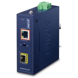 IGTP-815AT Industrial Compact 100/1000BASE-X to 10/100/1000BASE-T 802.at PoE+ Media Converter