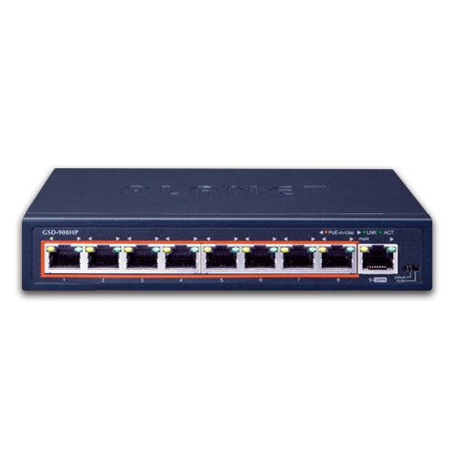 カメラ PLANET プラネット GSD-908HP スイッチングハブ GSD-908HP 8-Port 10/100/1000T 802.3at PoE + 1-Port Gigabit Desktop