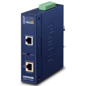IPOE-171-60W Industrial Single-Port Multi-Gigabit 802.3bt PoE++ Injector (60W, -40~75C, 48~54VDC)