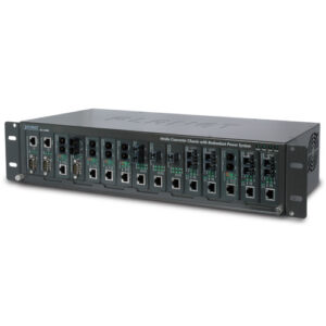 MC-1500R48 (DC Power) 19" 2.4U 15-Slot Media Converter Chassis with Optional Redundant DC Power Supply